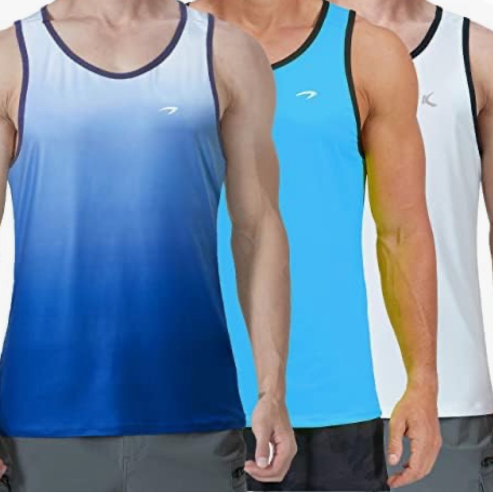 3 packKPSUN Men's Quick Dry Sports Tank Tops Athletic Gym Bodybuilding Fitness